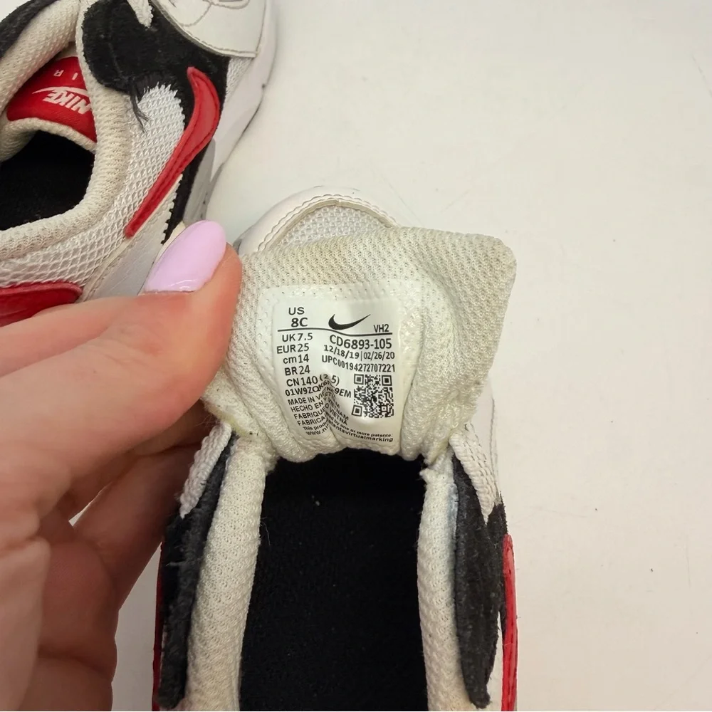 Nike Air Max Toddler Sneakers Size 8C White Red Black Kids Shoes CD6893-105 - Picture 7 of 7